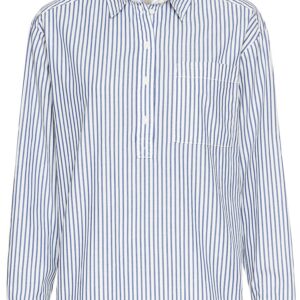 Langarm Bluse aus reiner Baumwolle mit Kentkragen und Brusttasche